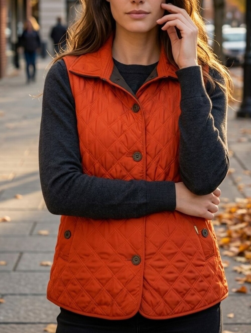Faconnable Quilted Rust-Orange Women's Vest